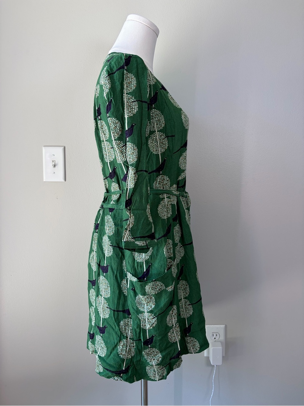 Maeve Green Devery Birds Novelty Print Tunic Shirt Dress - Picture 2 of 13
